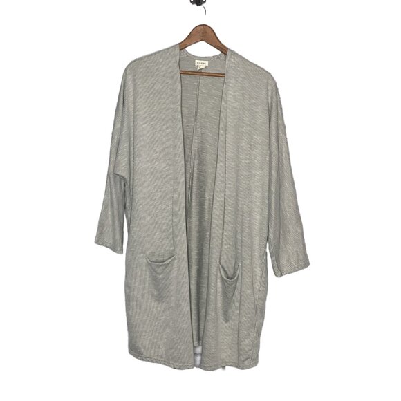 Anthropologie One Size Fits All OSFA Donni Gray Striped Knit Cardigan Sweater - Picture 5 of 8